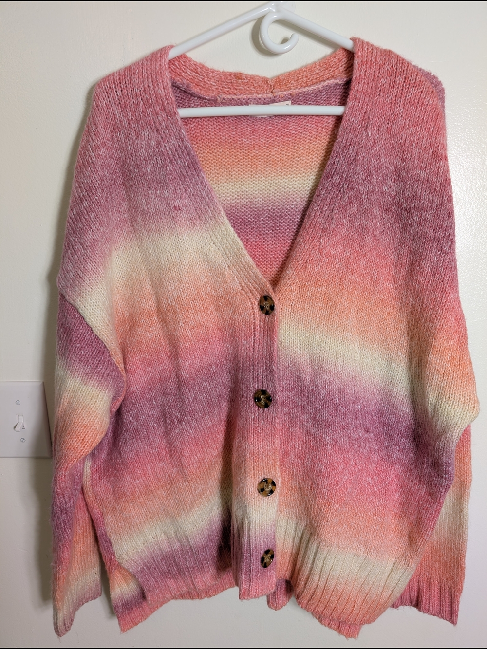 SO Pink Peach Ombre Button Cardigan